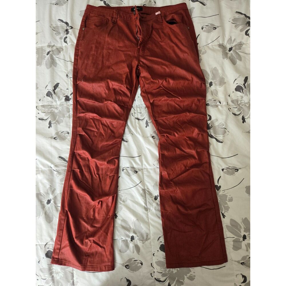 Nova Men Rust Red Flare Jeans Pants Stretch Bell Bottom Y2K Size Unknown